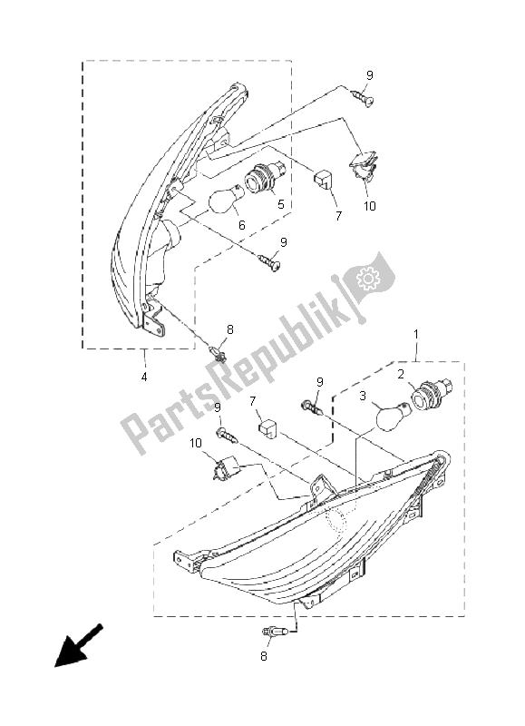 All parts for the Flasher Light of the Yamaha XP 500A T MAX 2009