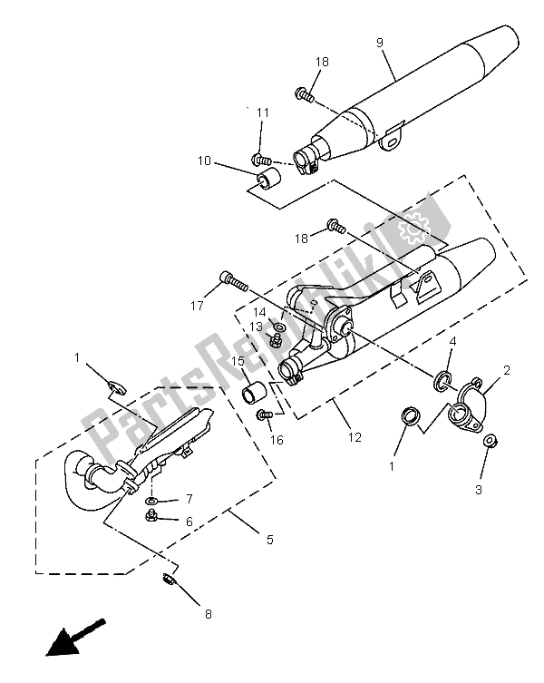 All parts for the Exhaust of the Yamaha XVS 650 Dragstar 1999