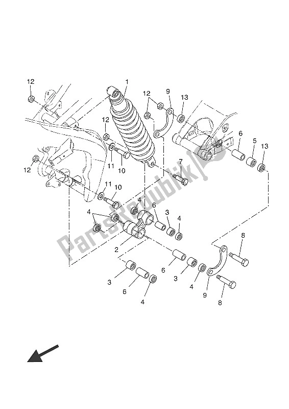 Toutes les pièces pour le Suspension Arrière du Yamaha YZF R 125 2016