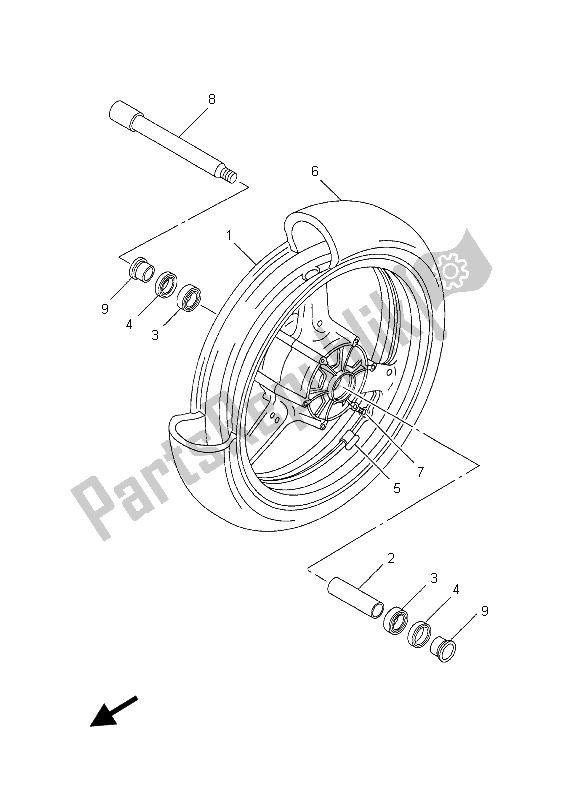 All parts for the Front Wheel of the Yamaha FZS 1000 S Fazer 2003