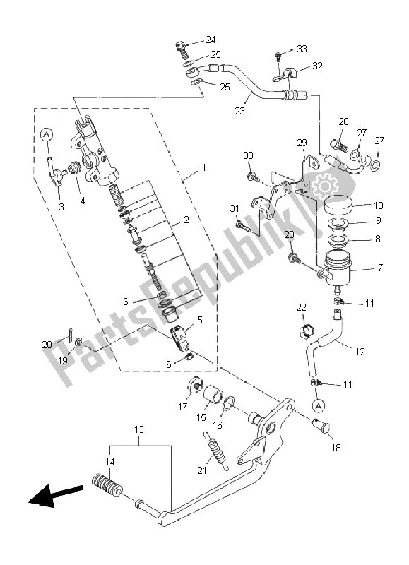 All parts for the Rear Master Cylinder of the Yamaha XJ6N 600 2011