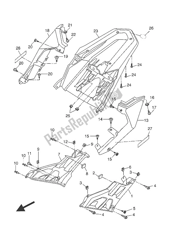 Tutte le parti per il Coperchio Laterale del Yamaha MT 125A 2016