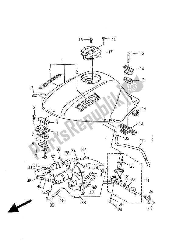 Toutes les pièces pour le Réservoir D'essence du Yamaha XJ 600N 2000