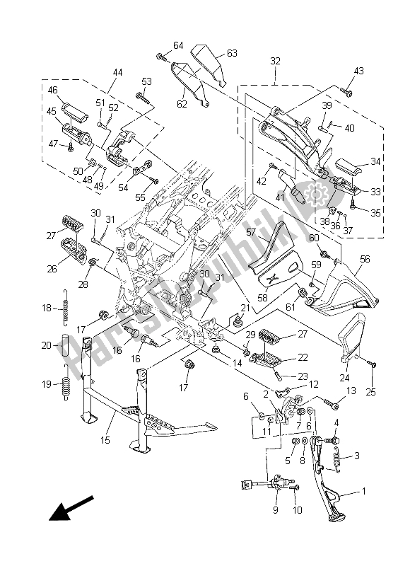 All parts for the Stand & Footrest of the Yamaha XT 1200 ZE 2015