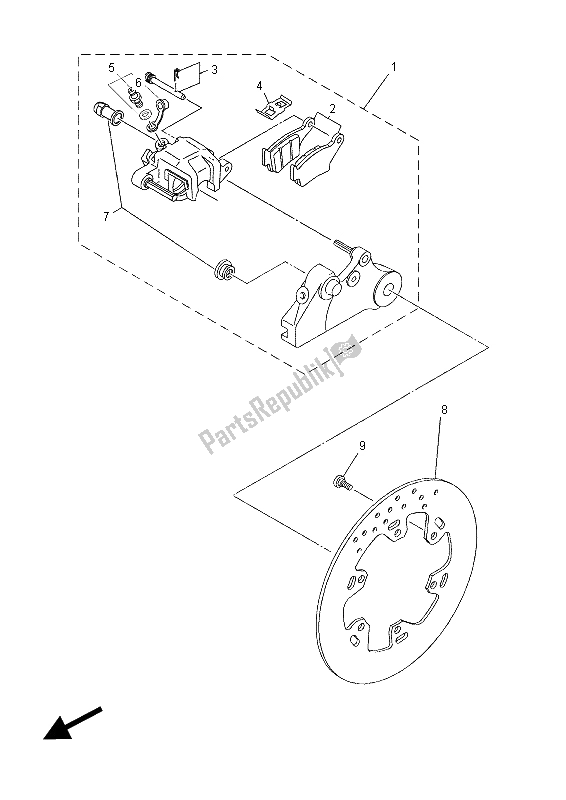 All parts for the Rear Brake of the Yamaha XT 660 ZA Tenere 2015