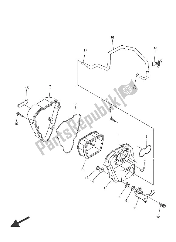 All parts for the Intake 2 of the Yamaha XVS 1300A 2016