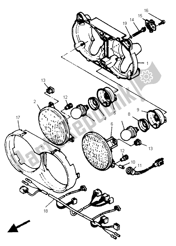 All parts for the Alternate Headlight (aut) of the Yamaha XTZ 660 Tenere 1996