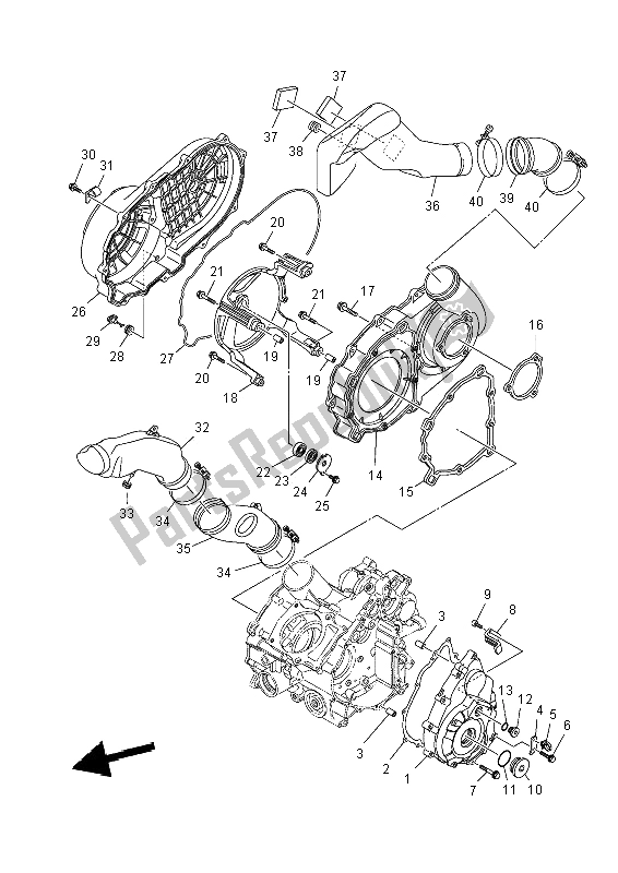 Tutte le parti per il Coperchio Del Carter 1 del Yamaha YFM 700 Fwad Dpbse Grizzly 4X4 2014