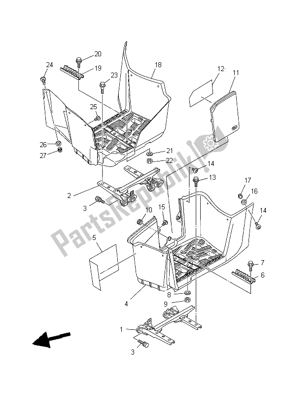 All parts for the Stand & Footrest of the Yamaha YFM 700F Grizzly FI EPS 4X4 2010