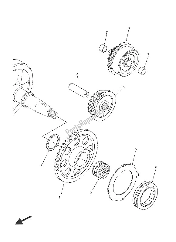 All parts for the Starter Clutch of the Yamaha WR 250R 2016