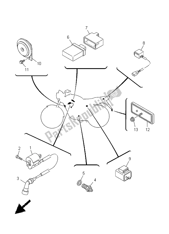 All parts for the Electrical 2 of the Yamaha YBR 125 ED 2005