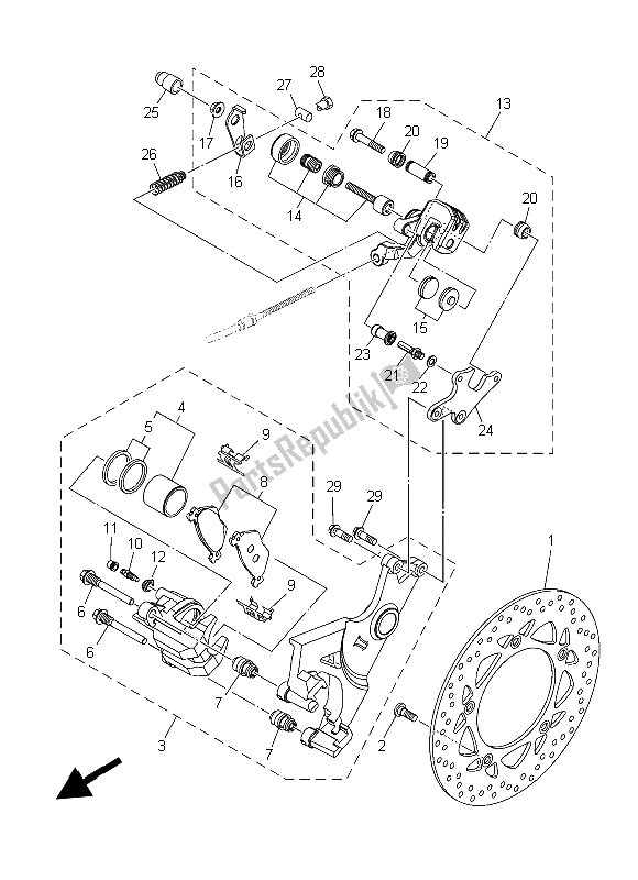 All parts for the Rear Brake Caliper of the Yamaha XP 500 Dnms 2015