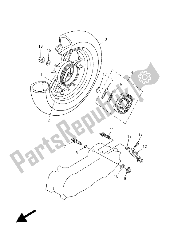 All parts for the Rear Wheel of the Yamaha YN 50 2014