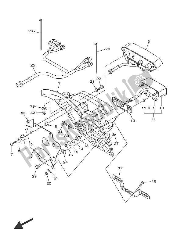 Tutte le parti per il Fanale Posteriore del Yamaha XVS 1300 CU 2016