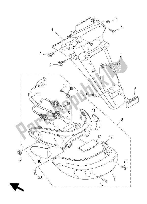 Tutte le parti per il Fanale Posteriore del Yamaha XC 125E Vity 2008