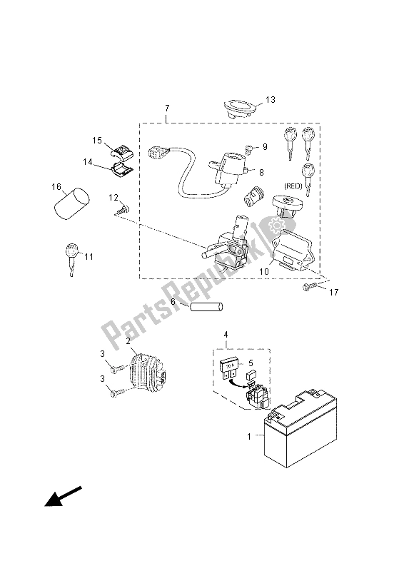 All parts for the Electrical 1 of the Yamaha YP 125R 2015