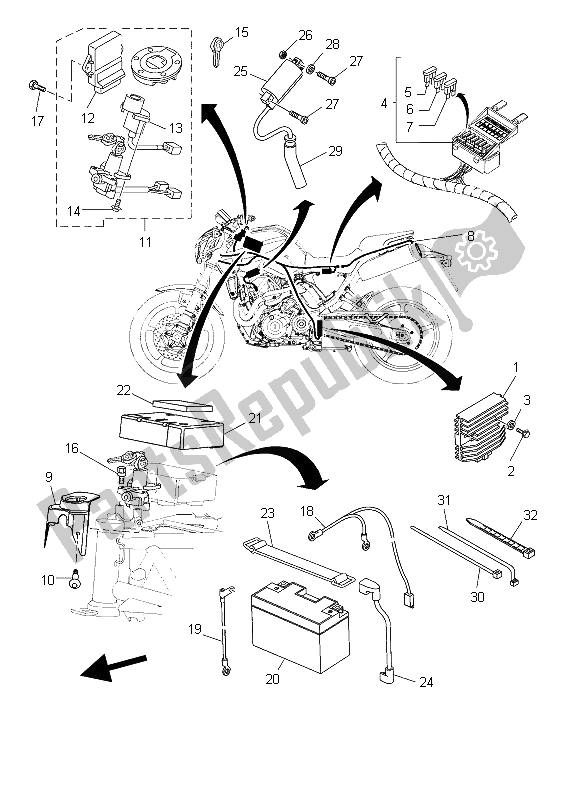 Tutte le parti per il Elettrico 1 del Yamaha MT 03 25 KW 660 2006