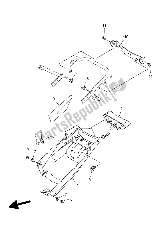 All parts for the Taillight of the Yamaha YFM 700R 2010