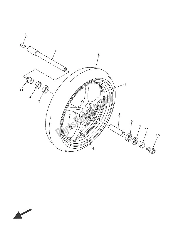 All parts for the Front Wheel of the Yamaha YZF R6 600 2016