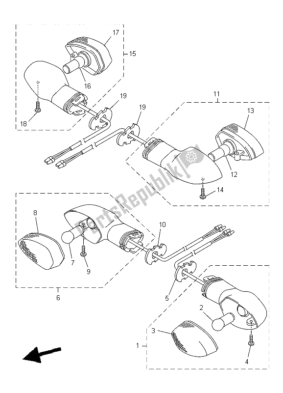 All parts for the Flasher Light of the Yamaha XJ6 NA 600 2009