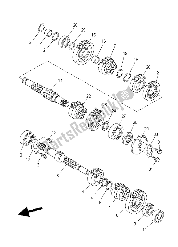 All parts for the Transmission of the Yamaha YZF R 125 2009