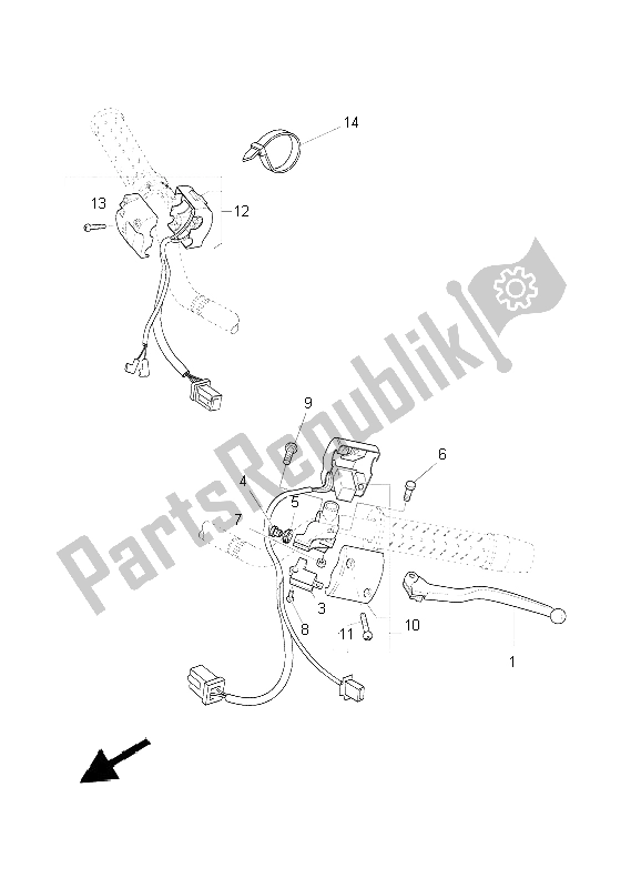 Todas las partes para Interruptor De Palanca Y Palanca de Yamaha BT 1100 2003