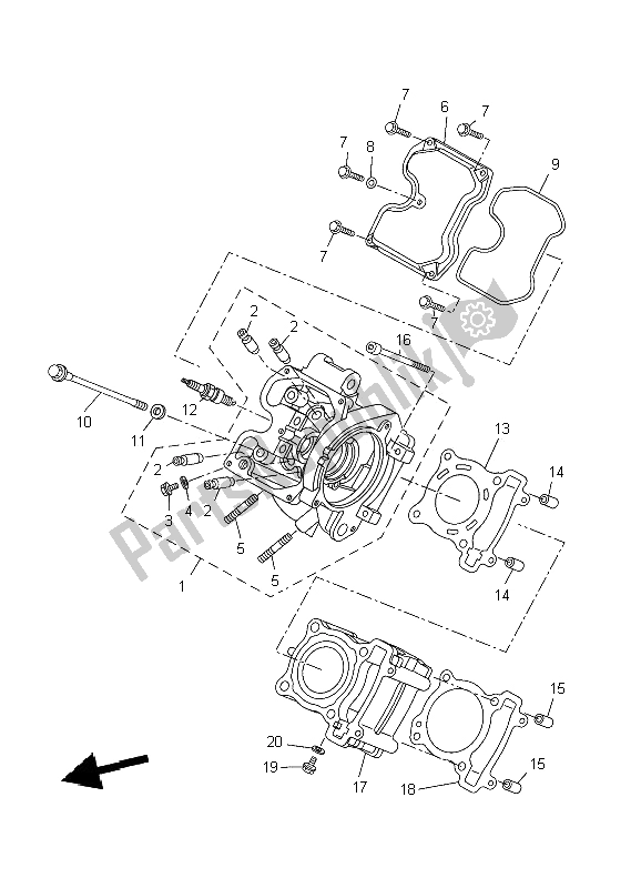 All parts for the Cylinder Head of the Yamaha YZF R 125 2009