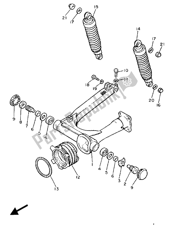 Toutes les pièces pour le Bras Arrière Et Suspension du Yamaha XJ 900F 1989