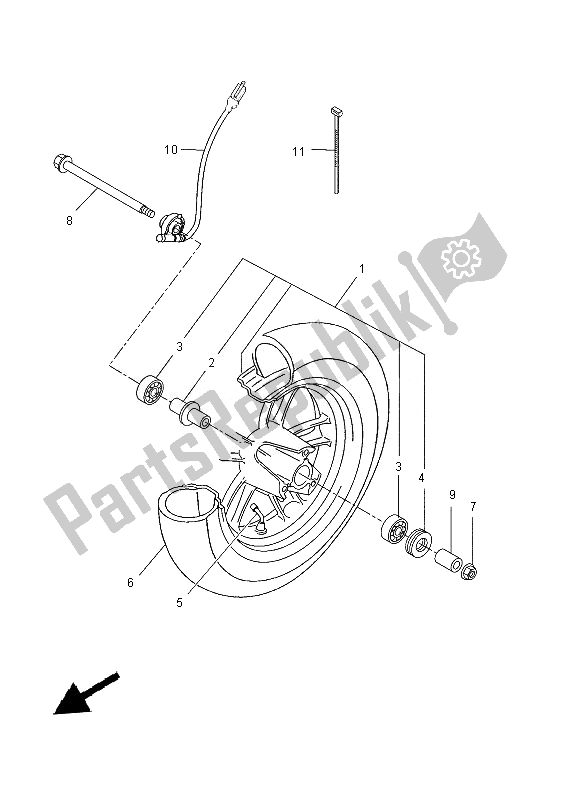 All parts for the Front Wheel of the Yamaha YN 50 FM 2013
