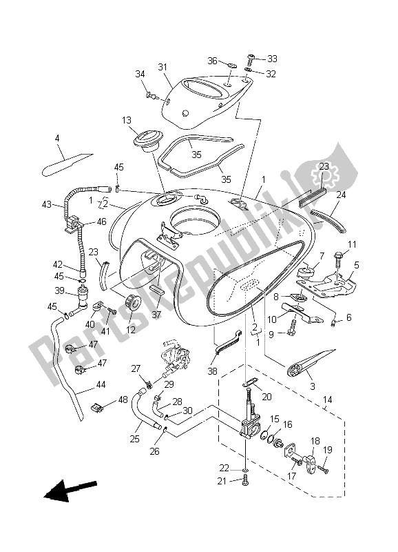 Toutes les pièces pour le Réservoir D'essence du Yamaha XVS 250 2004