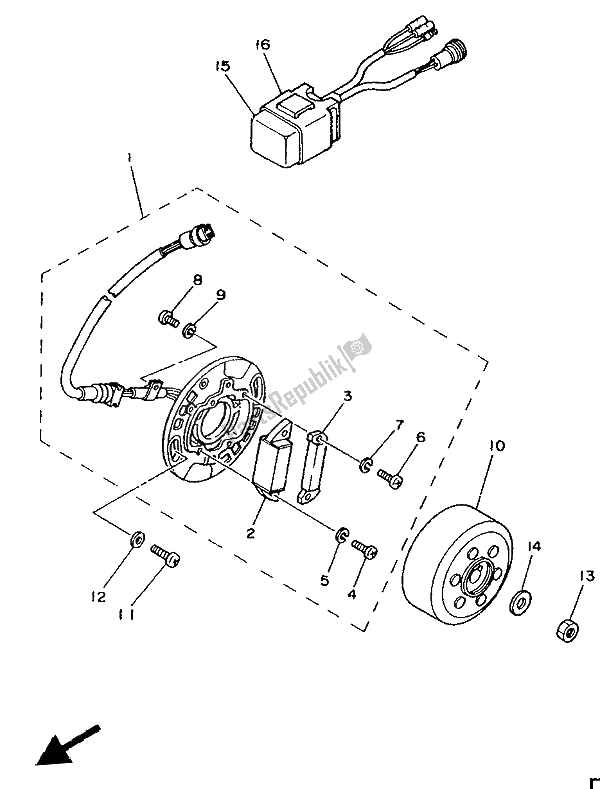 Toutes les pièces pour le Générateur du Yamaha YZ 80 LC 1991