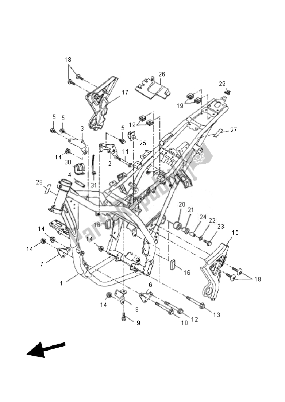 All parts for the Frame of the Yamaha WR 125R 2010