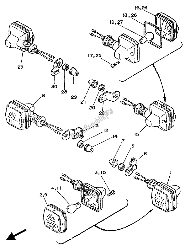 Tutte le parti per il Luce Lampeggiante del Yamaha DT 125E 1989