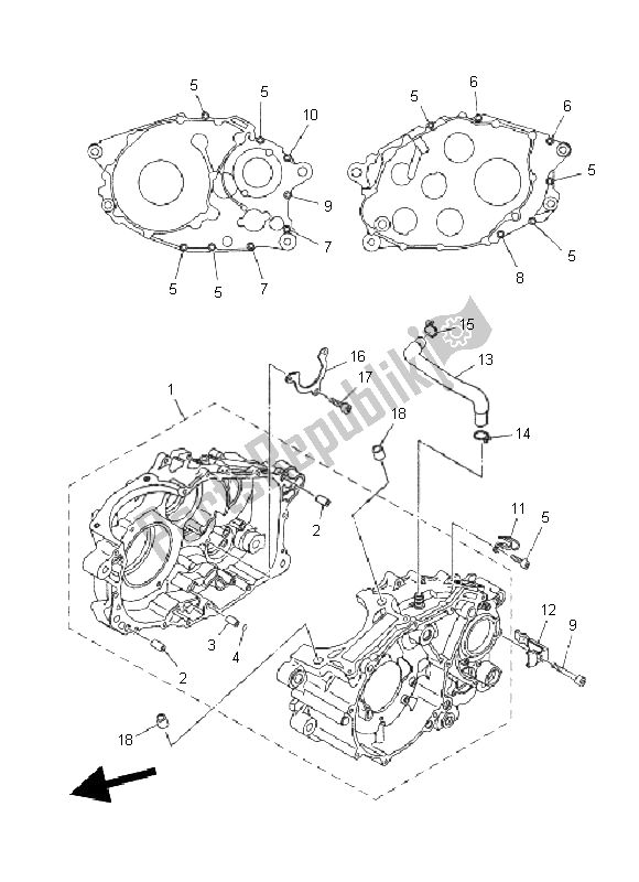 All parts for the Crankcase of the Yamaha XT 660X 2011