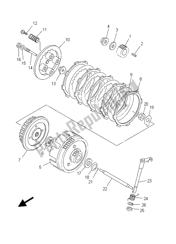 Alle onderdelen voor de Koppeling van de Yamaha TT R 125E SW LW 2003