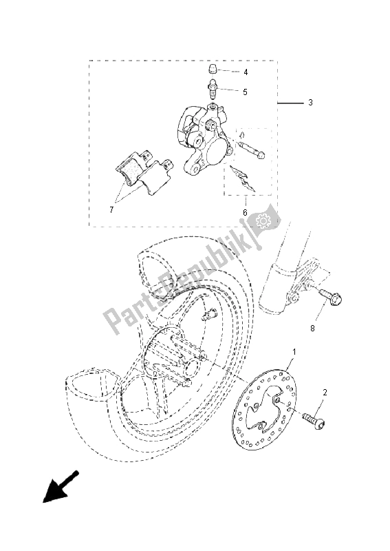 All parts for the Front Brake Caliper of the Yamaha YQ 50R Aerox 2006