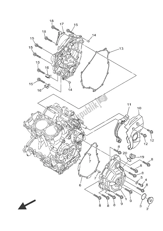 Tutte le parti per il Coperchio Del Carter 1 del Yamaha MT-07 700 2016