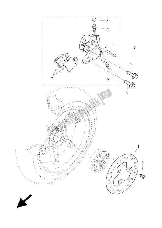 All parts for the Rear Brake Caliper of the Yamaha YQ 50 Aerox 2009