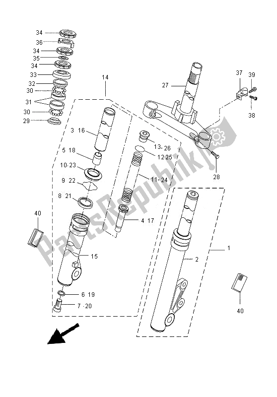 Todas las partes para Tenedor Frontal de Yamaha CW 50 2013
