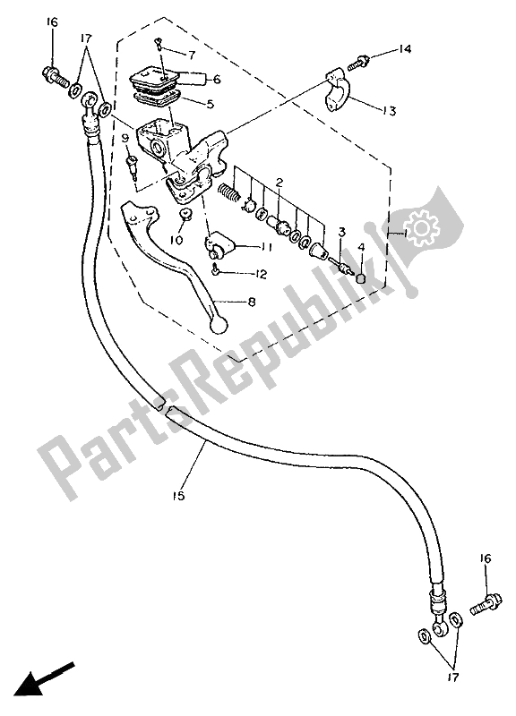 Tutte le parti per il Pompa Freno Anteriore 2 del Yamaha GTS 1000 1994