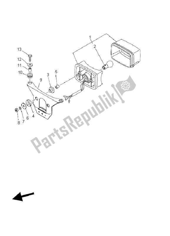 All parts for the Taillight of the Yamaha YFZ 350 Banshee 2002