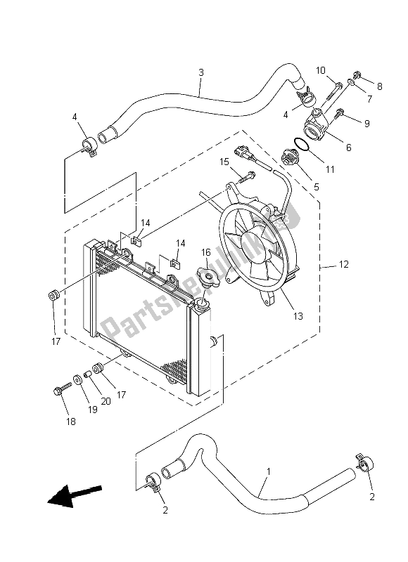 Alle onderdelen voor de Radiator Slang van de Yamaha YFM 700 Fwad Grizzly 4X4 Yamaha Black 2014