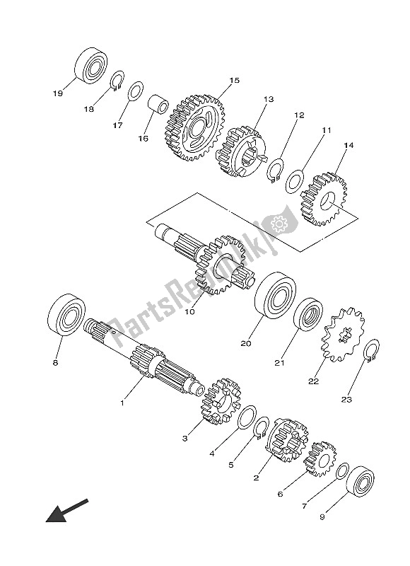 All parts for the Transmission of the Yamaha TT R 110E 2016