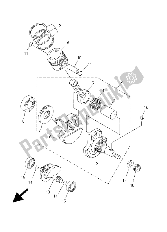 All parts for the Crankshaft & Piston of the Yamaha XT 125R 2005