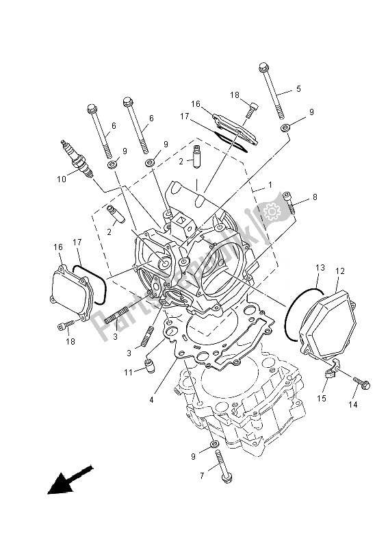 All parts for the Cylinder Head of the Yamaha XT 660X 2014