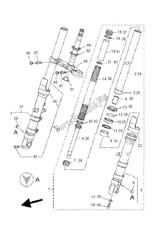 Wszystkie części do Przedni Widelec Yamaha MT 03 25 KW 660 2007