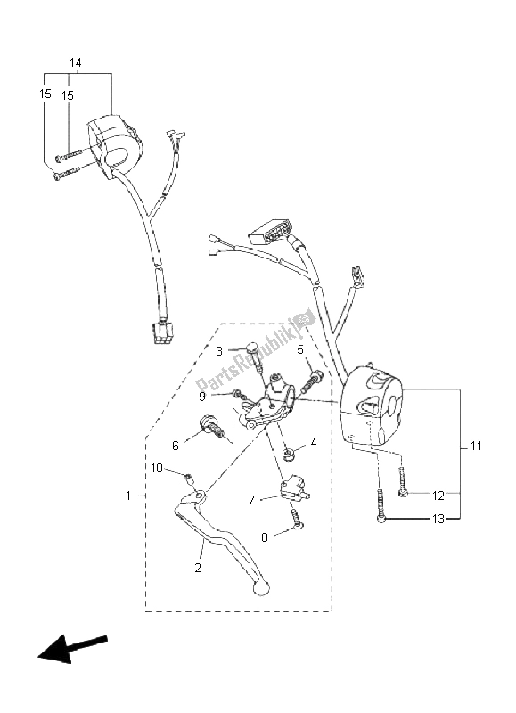 All parts for the Handle Switch & Lever of the Yamaha FZ1 NA Fazer 1000 2009