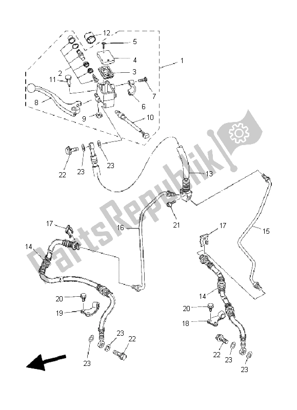 Todas las partes para Cilindro Maestro Delantero de Yamaha YFM 400 FP BIG Bear PRO 2004