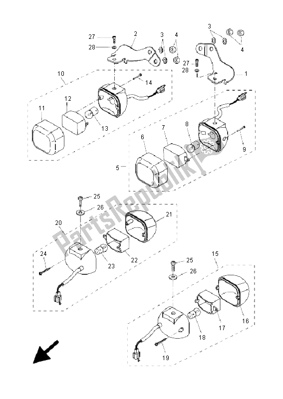 All parts for the Flasher Light of the Yamaha EW 50 Slider 2005