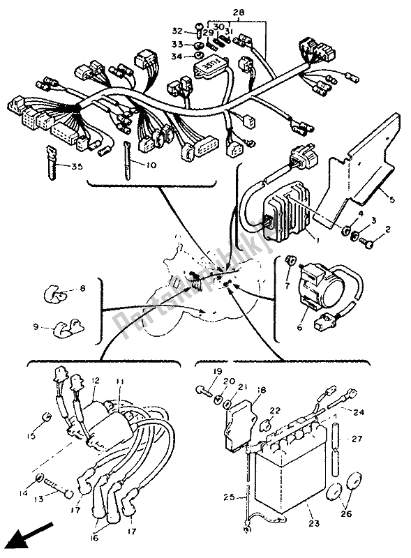 Todas las partes para Eléctrico 1 de Yamaha XJ 600 1991